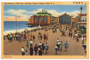 Boardwalk at First Ave. showing casino, Asbury Park, N. J.