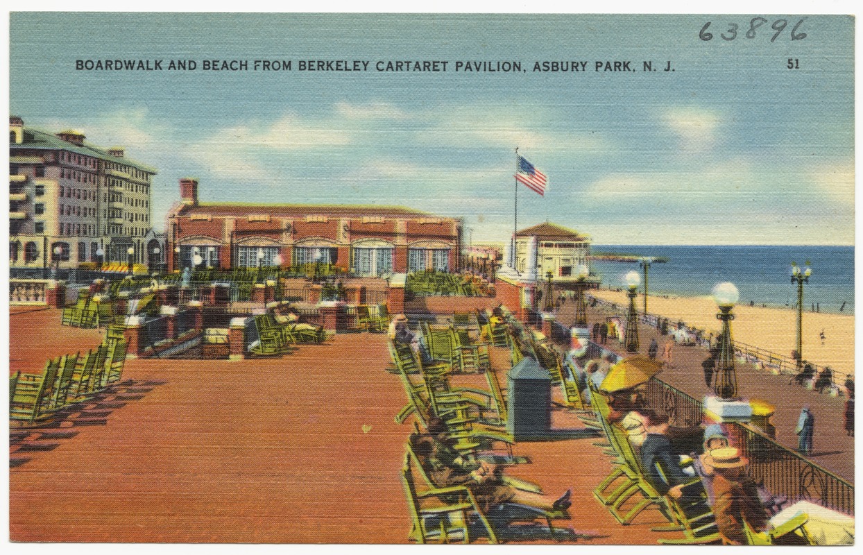 Boardwalk and beach from Berkeley Carteret Pavilion, Asbury Park, N. J ...