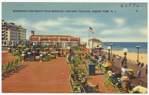 Boardwalk and beach from Berkeley Carteret Pavilion, Asbury Park, N. J.