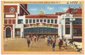 Boardwalk and Entrance to convention hall, Asbury Park, N. J.