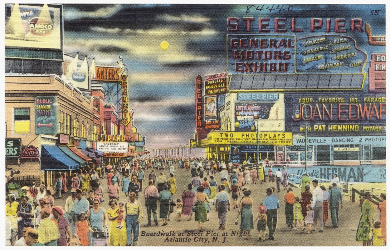 Atlantic City Board Walk Promenade March Drawing by Vintage