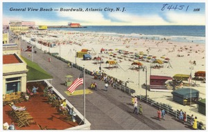 General view beach -- boardwalk, Atlantic City, N. J.