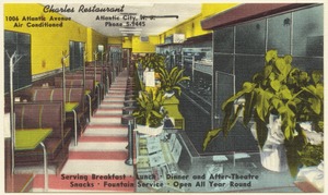 Charles Restaurant, 1006 Atlantic Avenue, Atlantic City, N.J., air conditioned, phone 5-9445