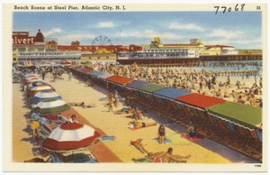 Beach scene at Steel Pier, Atlantic City, N.J.