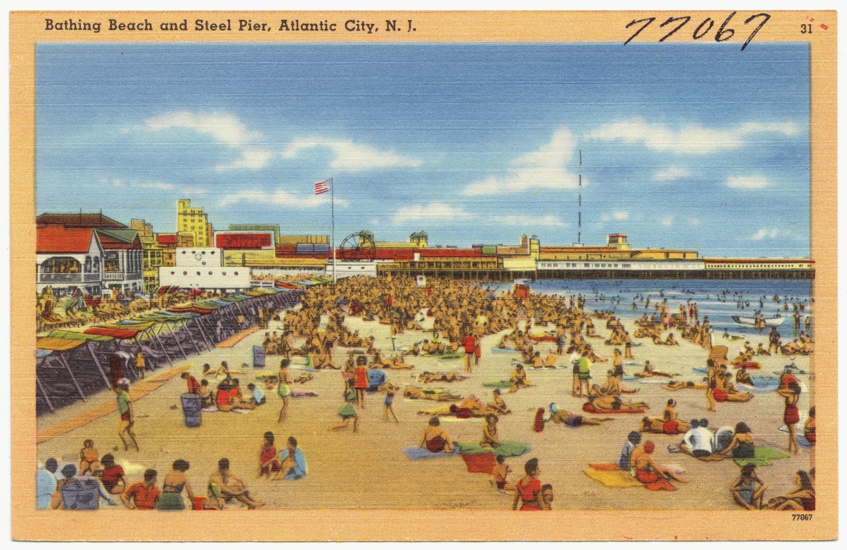 Bathing beach and Steel Pier, Atlantic City, N.J. - Digital Commonwealth