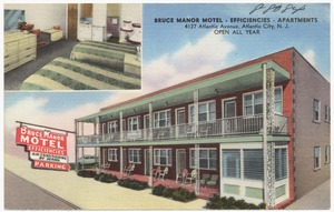 Bruce Manor Motel, Efficiencies, Apartments, 4127 Atlantic Avenue, Atlantic City, N.J., open all year