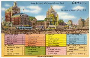 Busy persons correspondence card, skyline Atlantic City, N. J.