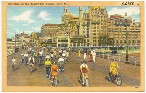 Bicycling on the boardwalk, Atlantic City, N. J.