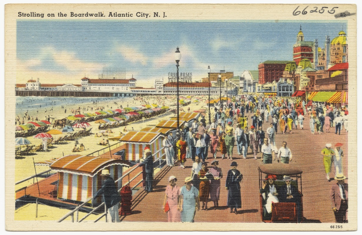 Strolling on the boardwalk, Atlantic City, N. J.