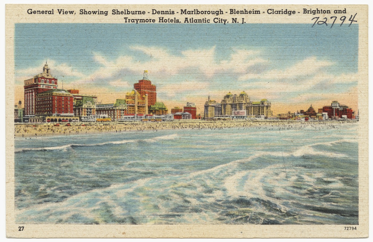 General view, showing Shelburne - Dennis - Marlborough - Blenheim - Claridge - Brighton and Traymore Hotels, Atlantic City, N. J.
