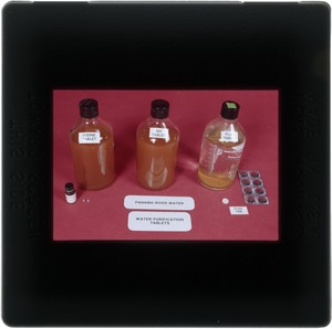 Panama river water. Water purification tablet