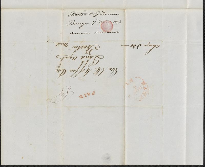 Foster Gilman to George Coffin, 4 November 1843 - Digital Commonwealth