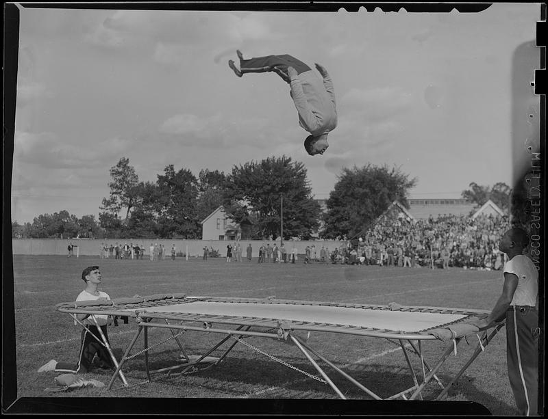 Trampoline at football game