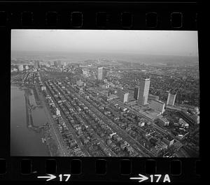 Back Bay & Charles River aerial view, downtown Boston