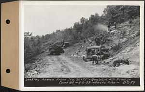 Contract No. 82, Constructing Quabbin Hill Road, Ware, looking ahead from Sta.20+75, Ware, Mass., Jun. 2, 1939