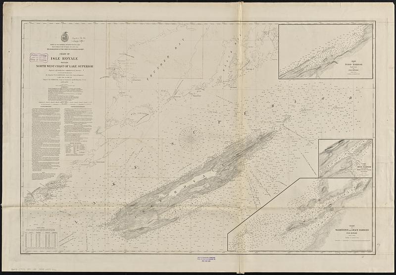 Chart of Isle Royale including north west coast of Lake Superior