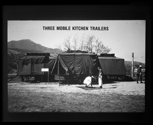 Three mobile kitchen trailers