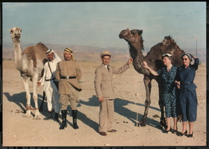 Helen Keller and Polly Thomson with Camels in the Middle East
