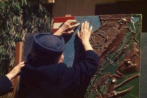 Helen Keller Exploring Tactile Map, Beirut, Lebanon
