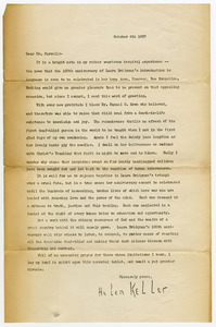 Letter from Helen Keller to Dr. Farrell, Director of Perkins School for the Blind