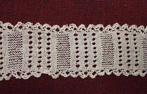 Strip of lace tatting, made by Laura Bridgman (close-up)