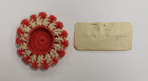 Bun cover with signature and price tag, made by Laura Bridgman
