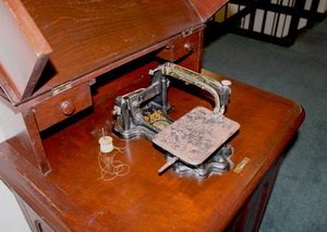 Close up of Laura Bridgman's Wheeler and Wilson Sewing Machine