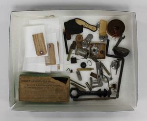 Box of Sewing Machine Parts for Laura Bridgman's Sewing Machine