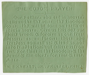 The Lord's Prayer in embossed type
