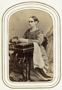 Laura Bridgman Using Her Sewing Machine, c. 1870
