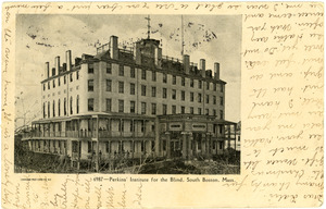Perkins Institute for the Blind, note from Ida ; Postcard to Mrs. Whittier in Henniker, New Hampshire