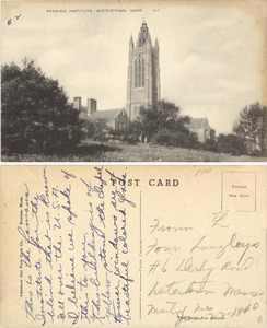 View of Howe Tower at the Perkins School for the Blind