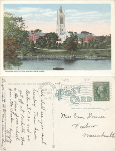 Color Postcard of Perkins Campus with Perkins Pond