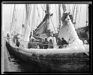 Ice covered fishing boat