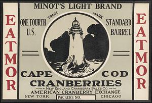 Minots Light Brand Cape Cod Cranberries 100 lb. Barrel Label - Digital ...
