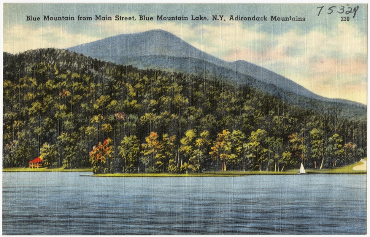 Blue Mountain from Main Street, Blue Mountain Lake, N. Y. Adirondack Mountains