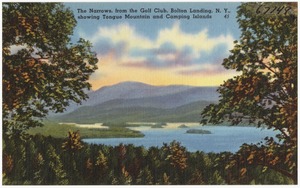 The Narrows, from the golf club, Bolton Landing, N. Y., showing Tongue Mountain and Camping Islands