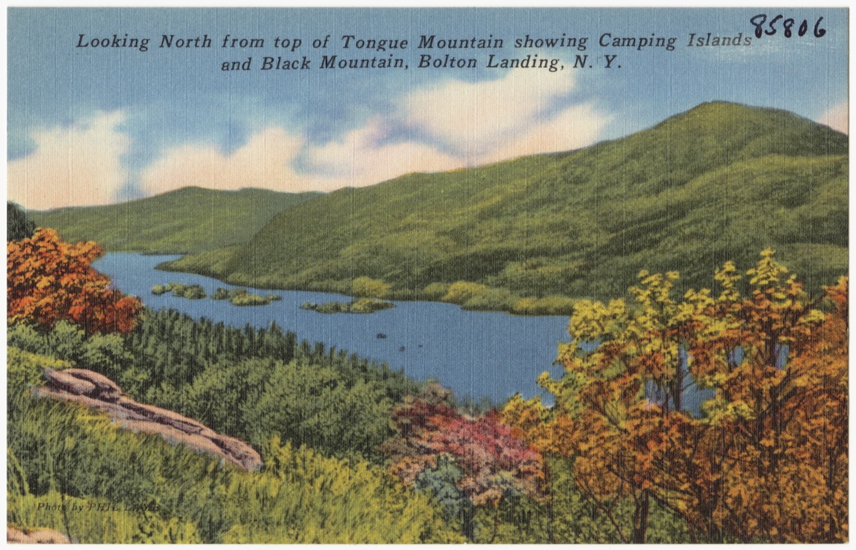 Looking north from top of Tongue Mountain showing Camping Islands and Black Mountain, Bolton Landing, N. Y.