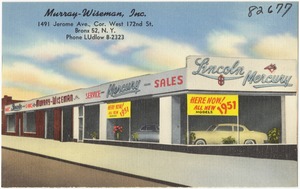 Murray-Wiseman, Inc. 1491 Jerome Ave., cor. West 172nd St. Bronx 52, N. Y. Phone Ludlow 8-2323