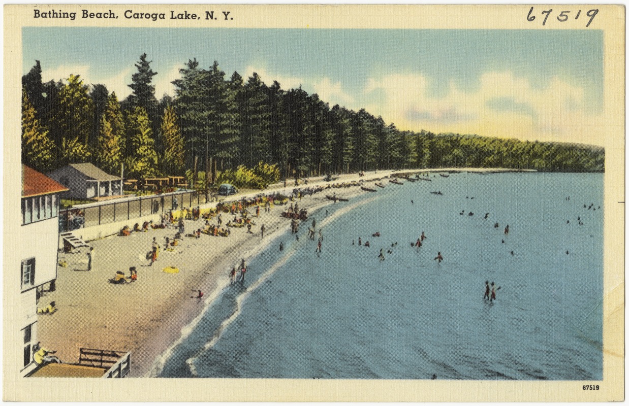 Bathing beach, Caroga Lake, N. Y. - Digital Commonwealth