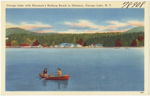Caroga Lake with Sherman's Bathing Beach in distance, Caroga Lake, N. Y.