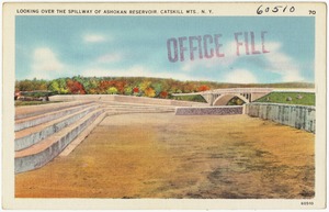 Looking over the spillway of Ashokan Reservoir, Catskill Mts., N. Y.