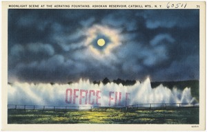 Moonlight scene at the aerating fountains, Ashokan Reservoir, Catskill Mts., N. Y.