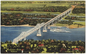 Aerial view of Rip Van Winkle Bridge, over Hudson River, between Hudson and Catskill, N. Y.