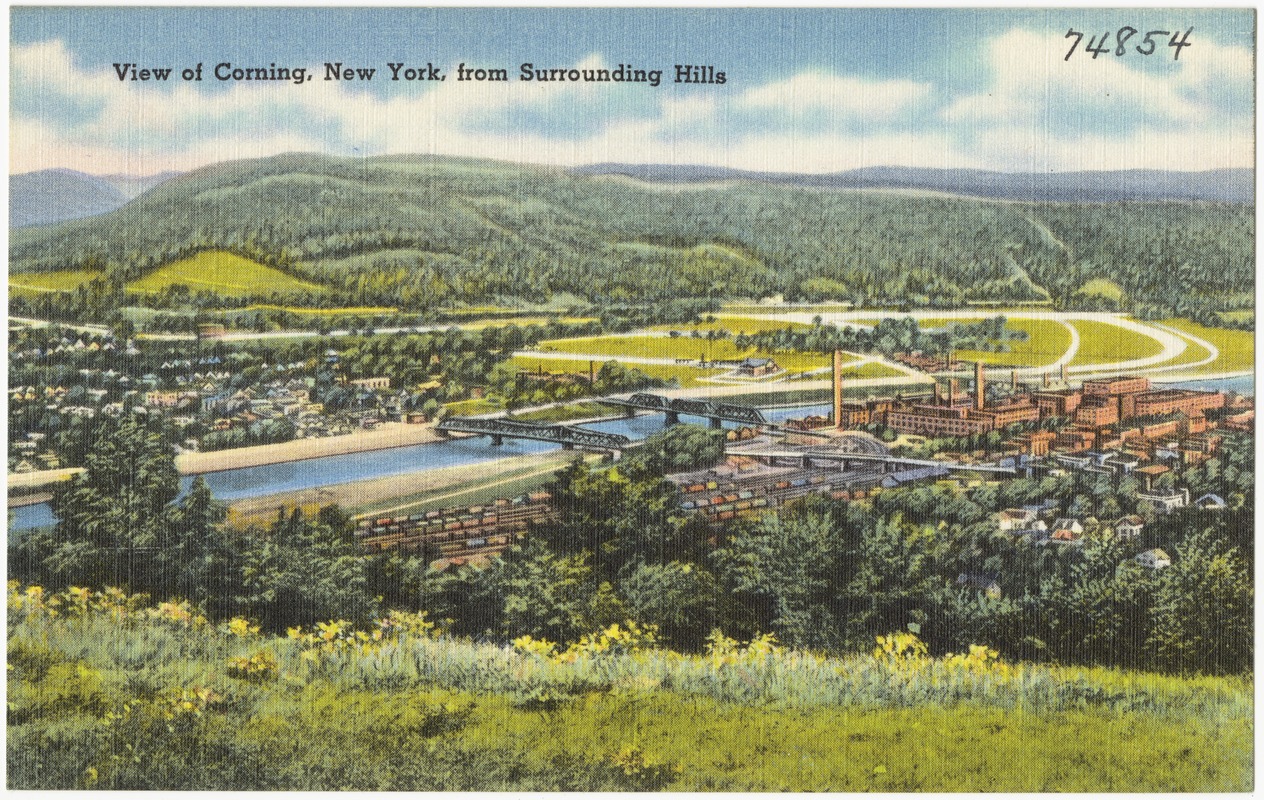 View of Corning, New York, from surrounding hills