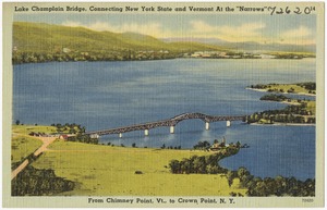Lake Champlain Bridge, connecting New York State and Vermont at the "Narrows" from Chimney Point, Vt., to Crown Point, N. Y.