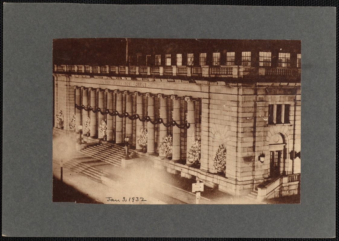 Post Office, Pleasant St., New Bedford, MA decorated for Christmas