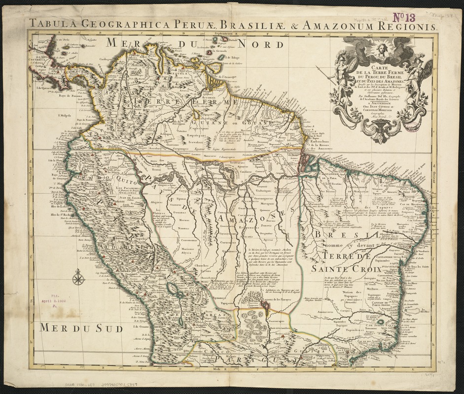Carte de la Terre Ferme, du Perou, du Bresil et du Pays des Amazones