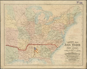 Complete map of the rail roads and water courses in the United States & Canada