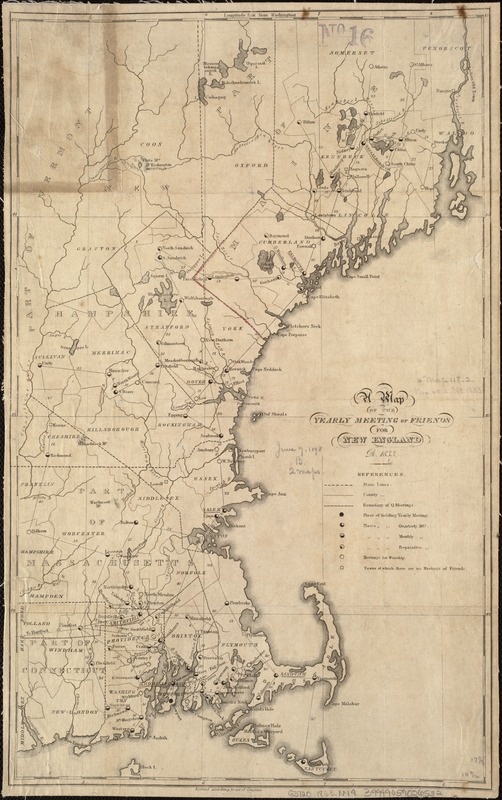 A map of the yearly meeting of Friends for New England A.D. 1833